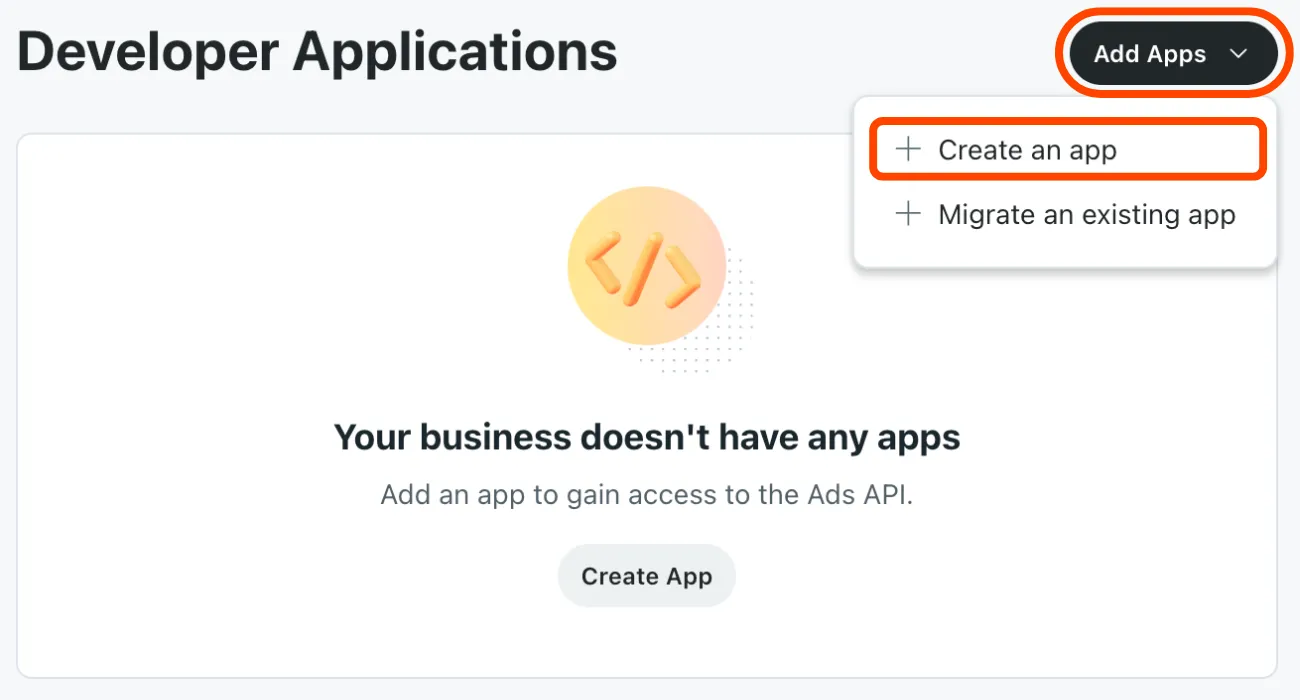 Select Add App > Create an app