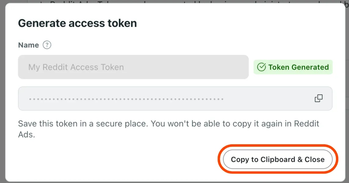 Copy access token