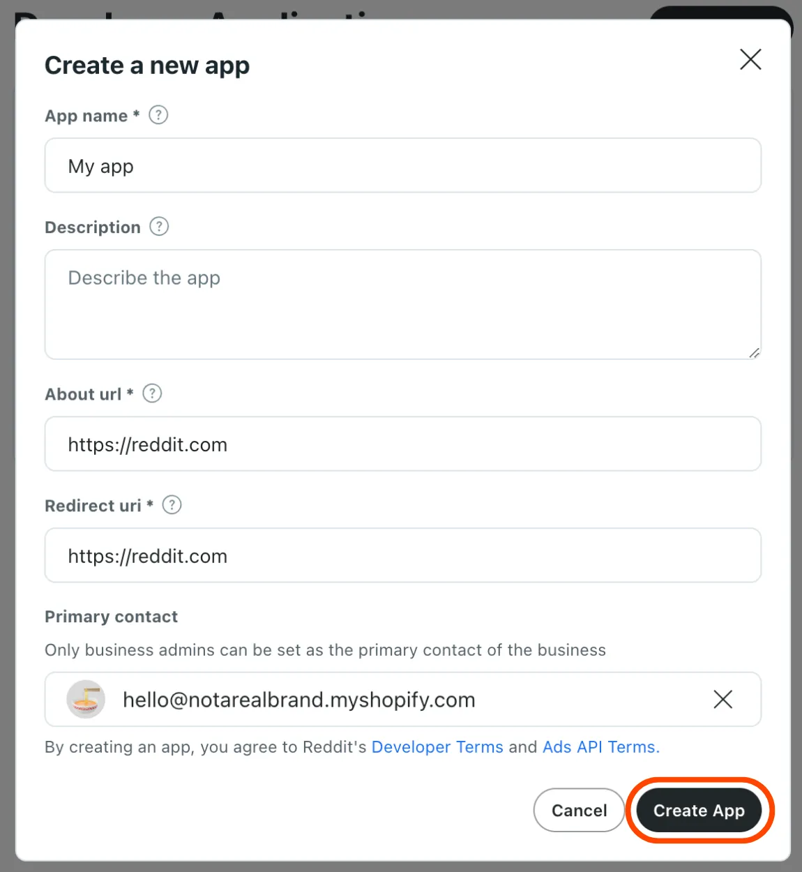 Select Create App