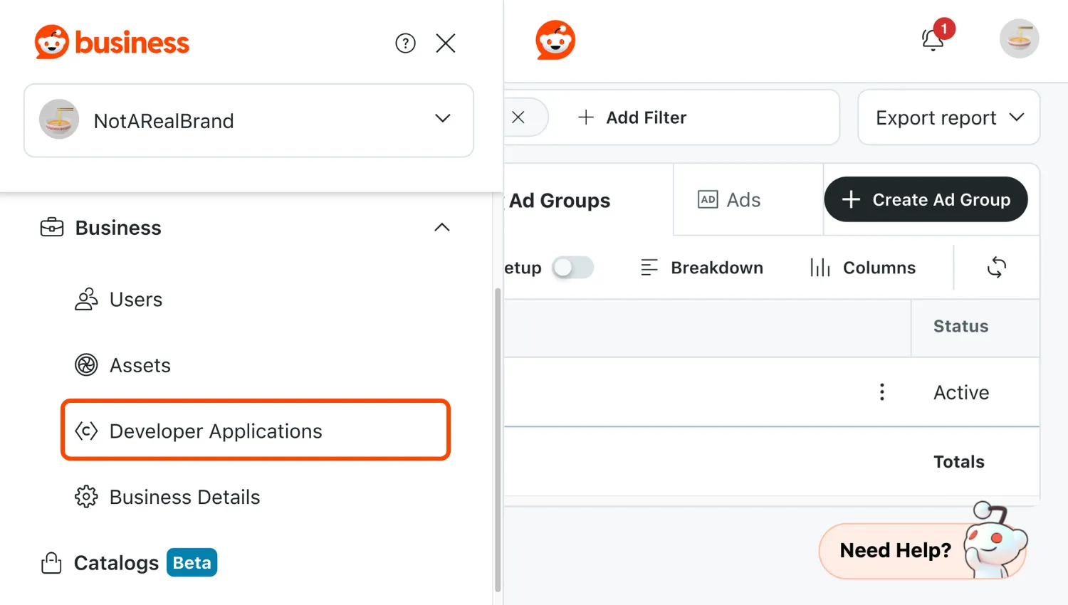 Choose Developer Application in the menu